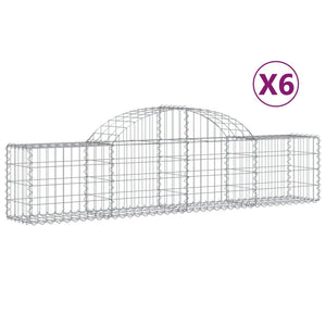 vidaXL Arched Gabion Baskets 6 pcs 200x30x40/60 cm Galvanised Iron