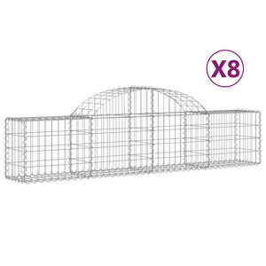 vidaXL Arched Gabion Baskets 8 pcs 200x30x40/60 cm Galvanised Iron