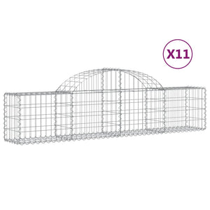 vidaXL Arched Gabion Baskets 11 pcs 200x30x40/60 cm Galvanised Iron