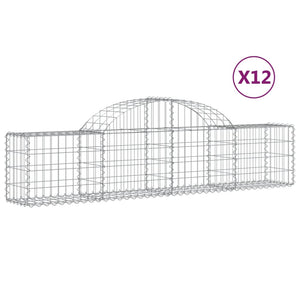 vidaXL Arched Gabion Baskets 12 pcs 200x30x40/60 cm Galvanised Iron