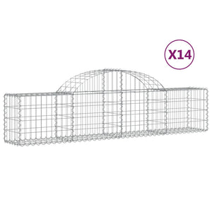 vidaXL Arched Gabion Baskets 14 pcs 200x30x40/60 cm Galvanised Iron