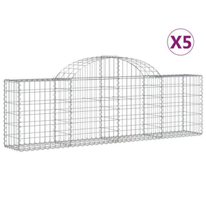 vidaXL Arched Gabion Baskets 5 pcs 200x30x60/80 cm Galvanised Iron