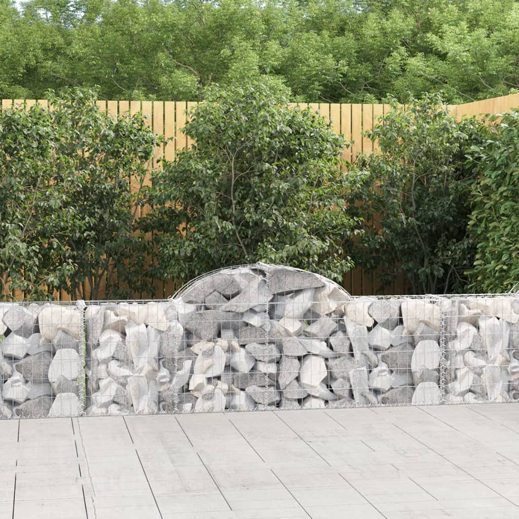 vidaXL Arched Gabion Baskets 5 pcs 200x30x60/80 cm Galvanised Iron