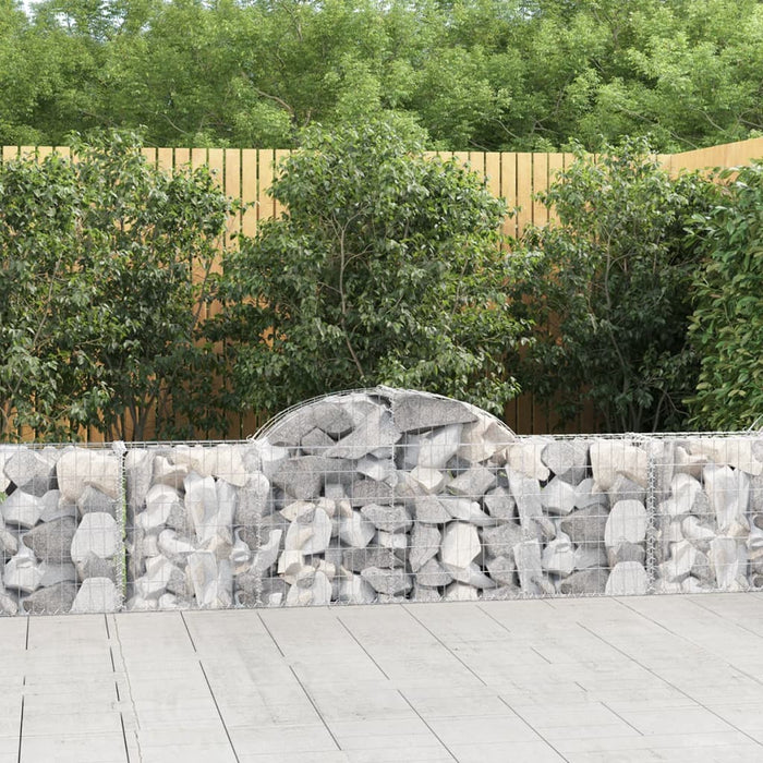 vidaXL Arched Gabion Baskets 14 pcs 200x30x60/80 cm Galvanised Iron