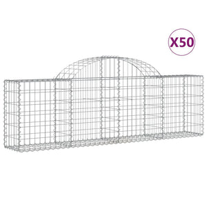 vidaXL Arched Gabion Baskets 50 pcs 200x30x60/80 cm Galvanised Iron