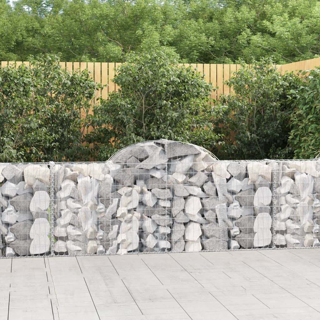 vidaXL Arched Gabion Baskets 3 pcs 200x30x80/100 cm Galvanised Iron