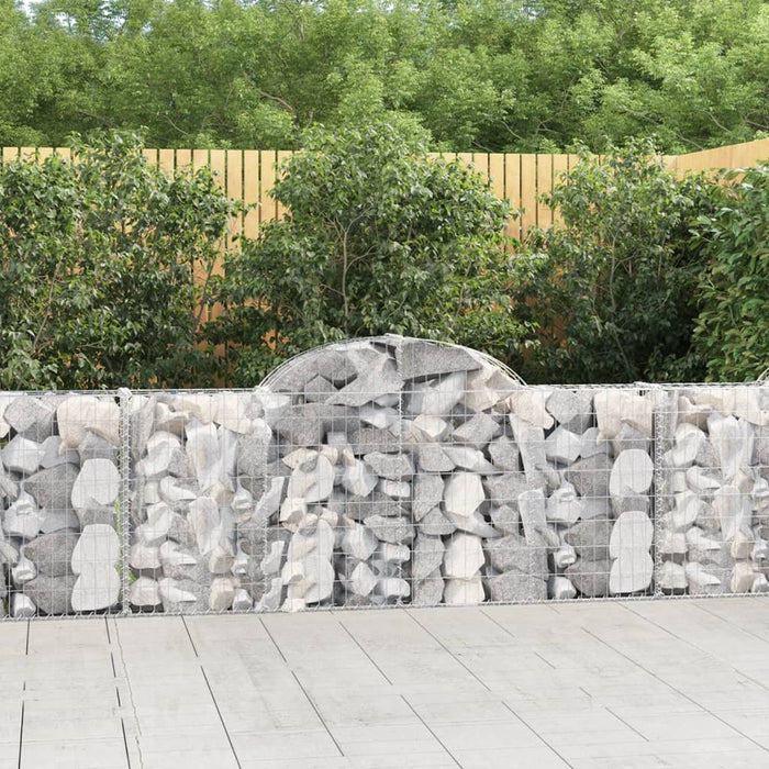 vidaXL Arched Gabion Baskets 3 pcs 200x30x80/100 cm Galvanised Iron