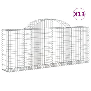 vidaXL Arched Gabion Baskets 13 pcs 200x30x80/100 cm Galvanised Iron