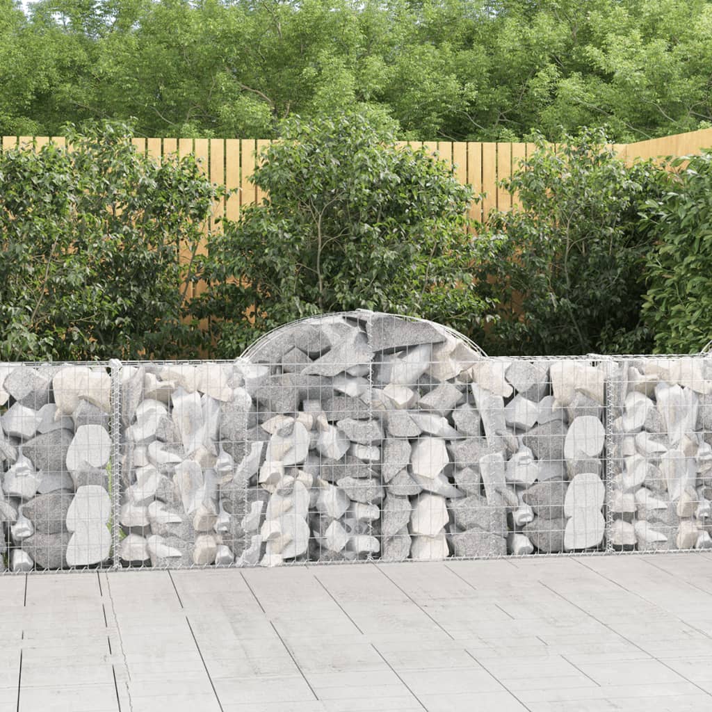 vidaXL Arched Gabion Baskets 13 pcs 200x30x80/100 cm Galvanised Iron