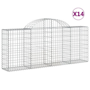 vidaXL Arched Gabion Baskets 14 pcs 200x30x80/100 cm Galvanised Iron