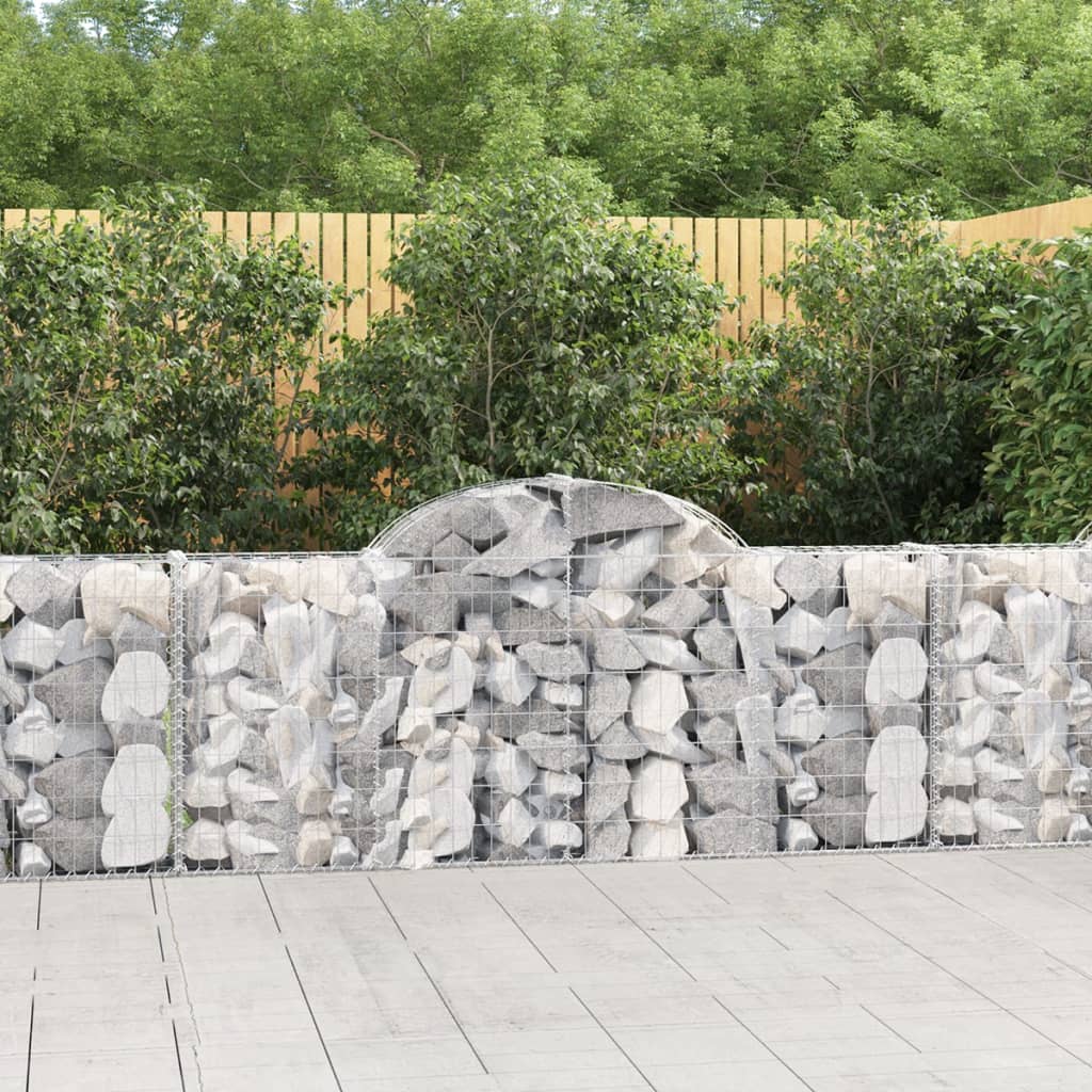 vidaXL Arched Gabion Baskets 18 pcs 200x30x80/100 cm Galvanised Iron