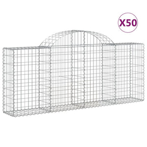 vidaXL Arched Gabion Baskets 50 pcs 200x30x80/100 cm Galvanised Iron