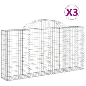 vidaXL Arched Gabion Baskets 3 pcs 200x30x100/120 cm Galvanised Iron