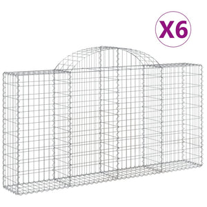 vidaXL Arched Gabion Baskets 6 pcs 200x30x100/120 cm Galvanised Iron