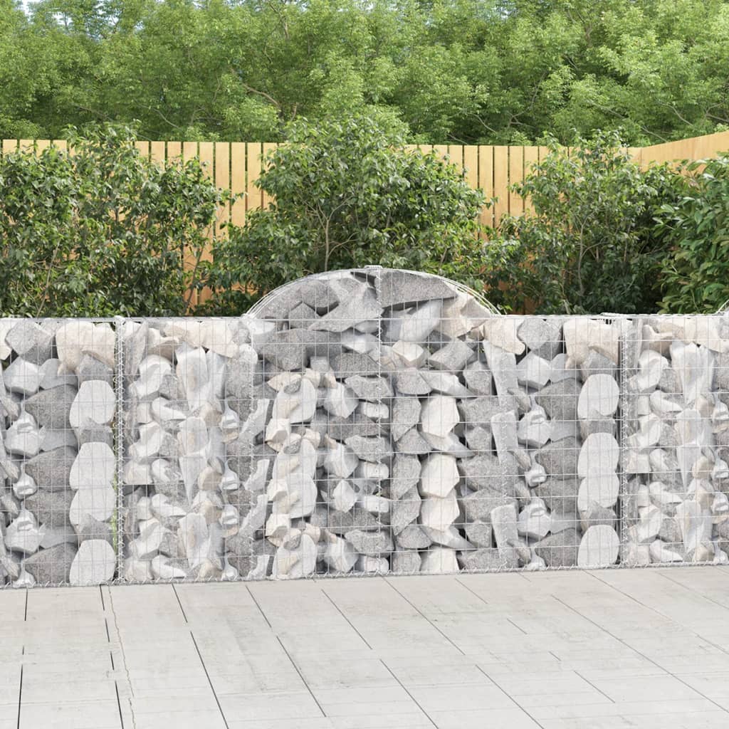 vidaXL Arched Gabion Baskets 6 pcs 200x30x100/120 cm Galvanised Iron