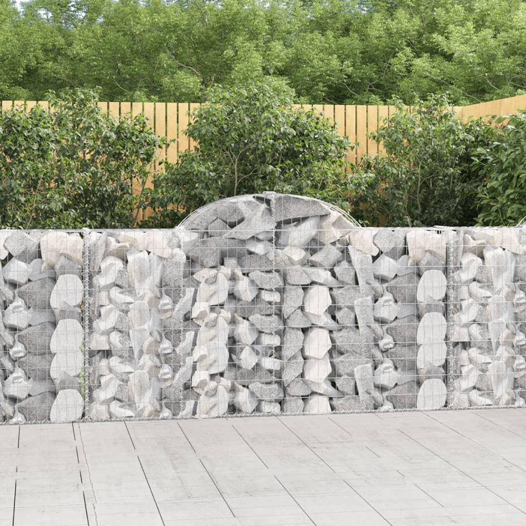 vidaXL Arched Gabion Baskets 8 pcs 200x30x100/120 cm Galvanised Iron