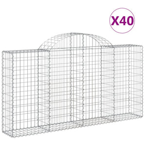 vidaXL Arched Gabion Baskets 40 pcs 200x30x100/120 cm Galvanised Iron