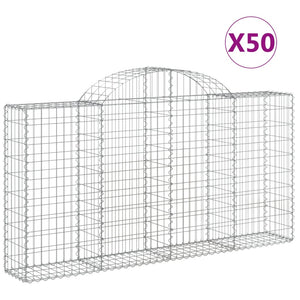 vidaXL Arched Gabion Baskets 50 pcs 200x30x100/120 cm Galvanised Iron