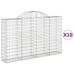 vidaXL Arched Gabion Baskets 10 pcs 200x30x120/140 cm Galvanised Iron