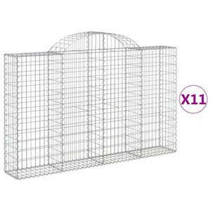 vidaXL Arched Gabion Baskets 11 pcs 200x30x120/140 cm Galvanised Iron