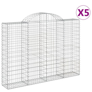 vidaXL Arched Gabion Baskets 5 pcs 200x30x140/160 cm Galvanised Iron