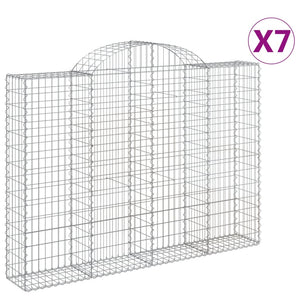 vidaXL Arched Gabion Baskets 7 pcs 200x30x140/160 cm Galvanised Iron