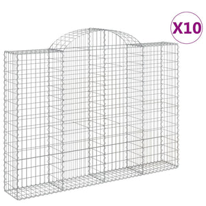 vidaXL Arched Gabion Baskets 10 pcs 200x30x140/160 cm Galvanised Iron