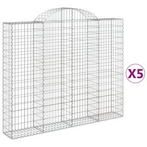 vidaXL Arched Gabion Baskets 5 pcs 200x30x160/180 cm Galvanised Iron