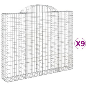 vidaXL Arched Gabion Baskets 9 pcs 200x30x160/180 cm Galvanised Iron