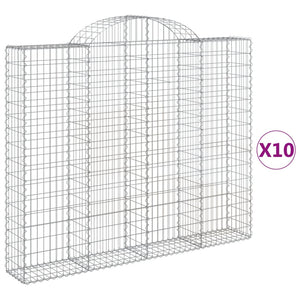 vidaXL Arched Gabion Baskets 10 pcs 200x30x160/180 cm Galvanised Iron