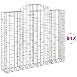 vidaXL Arched Gabion Baskets 12 pcs 200x30x160/180 cm Galvanised Iron