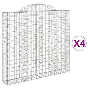 vidaXL Arched Gabion Baskets 4 pcs 200x30x180/200 cm Galvanised Iron