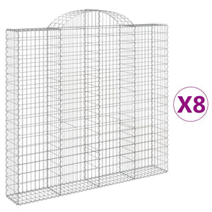 vidaXL Arched Gabion Baskets 8 pcs 200x30x180/200 cm Galvanised Iron