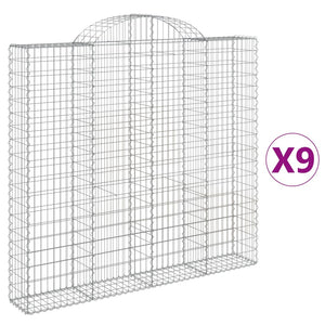 vidaXL Arched Gabion Baskets 9 pcs 200x30x180/200 cm Galvanised Iron