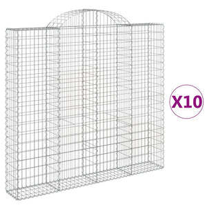 vidaXL Arched Gabion Baskets 10 pcs 200x30x180/200 cm Galvanised Iron