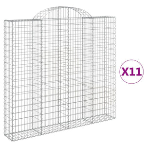 vidaXL Arched Gabion Baskets 11 pcs 200x30x180/200 cm Galvanised Iron