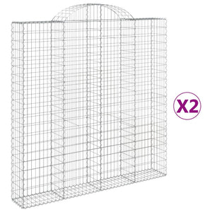 vidaXL Arched Gabion Baskets 2 pcs 200x30x200/220 cm Galvanised Iron