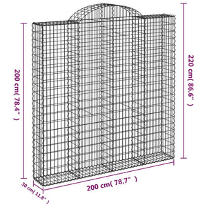 vidaXL Arched Gabion Baskets 2 pcs 200x30x200/220 cm Galvanised Iron