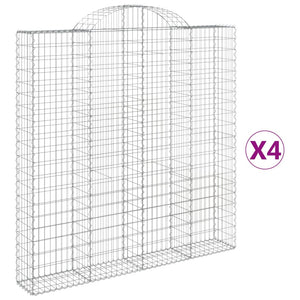 vidaXL Arched Gabion Baskets 4 pcs 200x30x200/220 cm Galvanised Iron