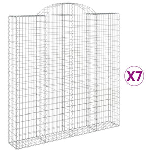 vidaXL Arched Gabion Baskets 7 pcs 200x30x200/220 cm Galvanised Iron