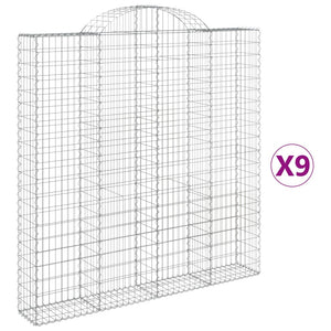 vidaXL Arched Gabion Baskets 9 pcs 200x30x200/220 cm Galvanised Iron