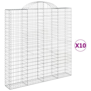 vidaXL Arched Gabion Baskets 10 pcs 200x30x200/220 cm Galvanised Iron