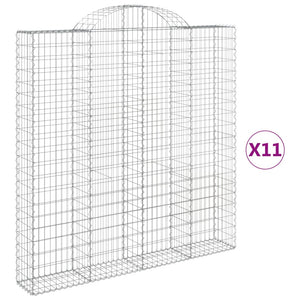 vidaXL Arched Gabion Baskets 11 pcs 200x30x200/220 cm Galvanised Iron