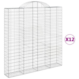 vidaXL Arched Gabion Baskets 12 pcs 200x30x200/220 cm Galvanised Iron