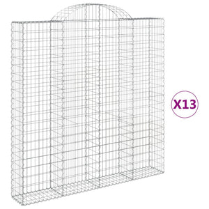 vidaXL Arched Gabion Baskets 13 pcs 200x30x200/220 cm Galvanised Iron