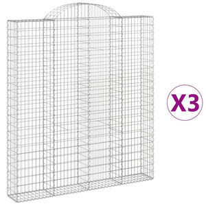 vidaXL Arched Gabion Baskets 3 pcs 200x30x220/240 cm Galvanised Iron