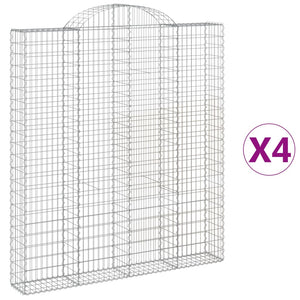 vidaXL Arched Gabion Baskets 4 pcs 200x30x220/240 cm Galvanised Iron