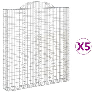 vidaXL Arched Gabion Baskets 5 pcs 200x30x220/240 cm Galvanised Iron