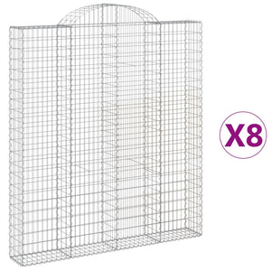 vidaXL Arched Gabion Baskets 8 pcs 200x30x220/240 cm Galvanised Iron