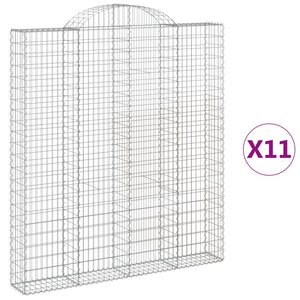 vidaXL Arched Gabion Baskets 11 pcs 200x30x220/240 cm Galvanised Iron